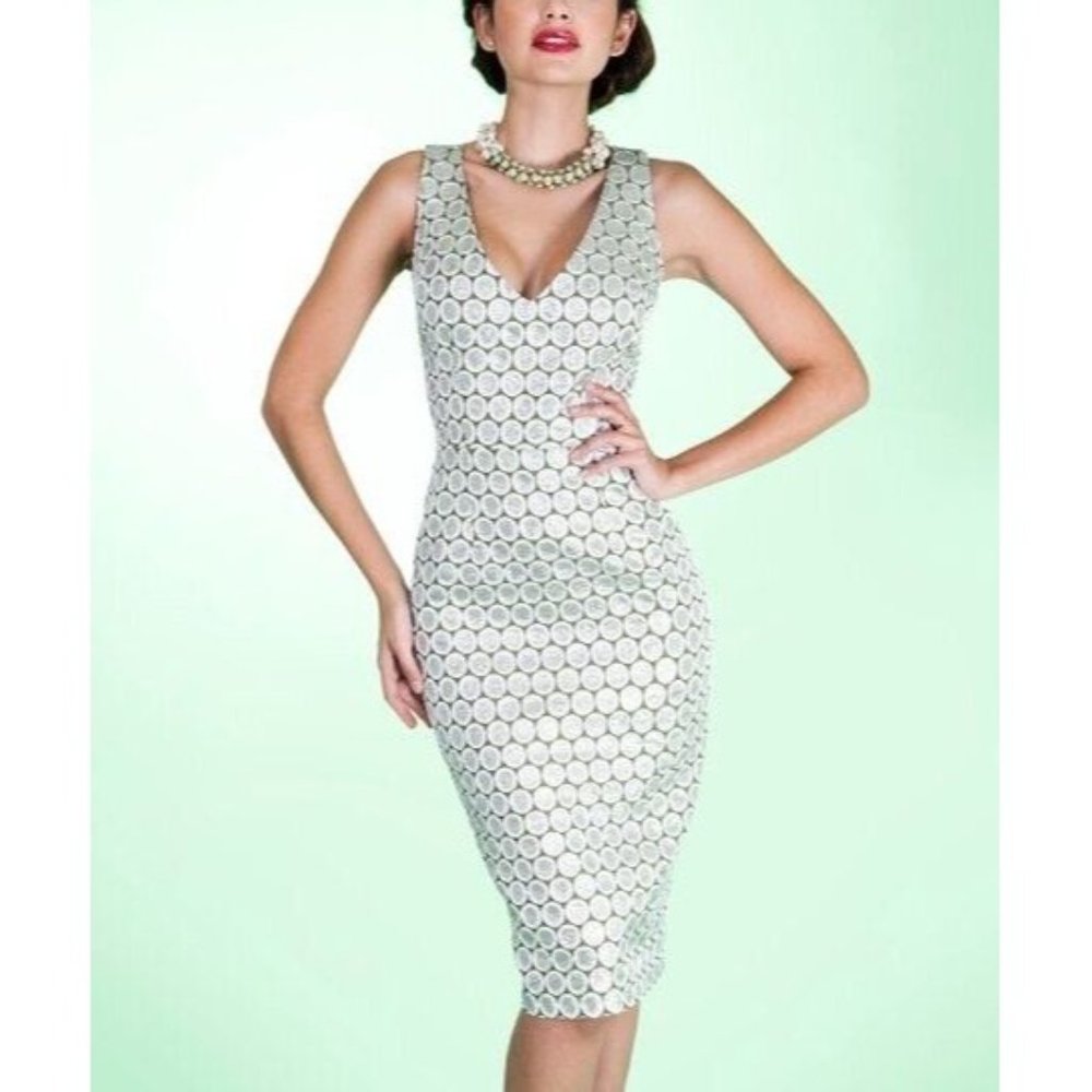 Tatyana Black and White Geometric Midi Dress